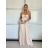 Šaty dlouhé elegantní saténové na ramínka dámské (S/M/L ONE SIZE) ITALSKÁ MÓDA IMPBB25B26588/DU -   béžová -   S/M/L