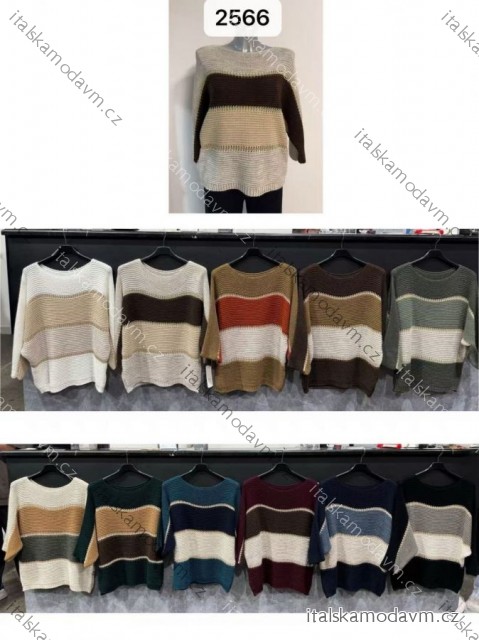 Svetr pletený dlouhý rukáv dámský (XS/S/M ONE SIZE) ITALSKÁ MÓDA IMM25M2566
