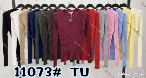 Svetr úpletový dlouhý rukáv dámský (XS/S/M ONE SIZE) ITALSKÁ MÓDA IMM25M11073