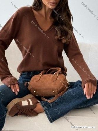 Svetr úpletový dlouhý rukáv dámský (S/M/L ONE SIZE) ITALSKÁ MÓDA IMM25M9073