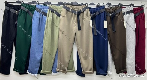 Kalhoty maselko s páskem dámské nadrozměr (46/48/50 ONE SIZE) ITALSKÁ MÓDA IM425656