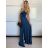 Šaty dlhé elegantné letné na ramienka dámske (XS/S/M ONE SIZE) TALIANSKA MÓDA IMM25M40243/DU -   modrá petrolejová -   S / M