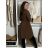 Šaty elegantný dlhý rukáv dámska (S/M ONE SIZE) TALIANSKA MÓDA IMM23M6062/DUR S/M/L petrolejová