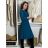Šaty elegantný dlhý rukáv dámska (S/M ONE SIZE) TALIANSKA MÓDA IMM23M6062/DUR S/M/L petrolejová