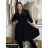 Šaty elegantní dlouhý rukáv dámská (S/M ONE SIZE) ITALSKÁ MÓDA IMM23M6062/DUR S/M/L Černá