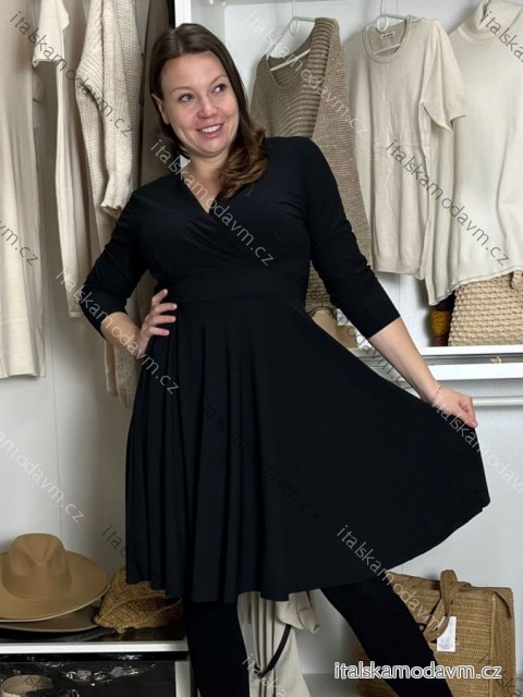 Šaty elegantní dlouhý rukáv dámská (S/M ONE SIZE) ITALSKÁ MÓDA IMM23M6062/DUR S/M/L Černá