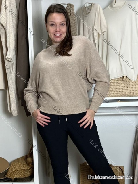 Svetr úpletový dlouhý rukáv dámský KLARA (M/L/XL ONE SIZE) ITALSKÁ MÓDA IMSM251144/DU M/L/XL béžová