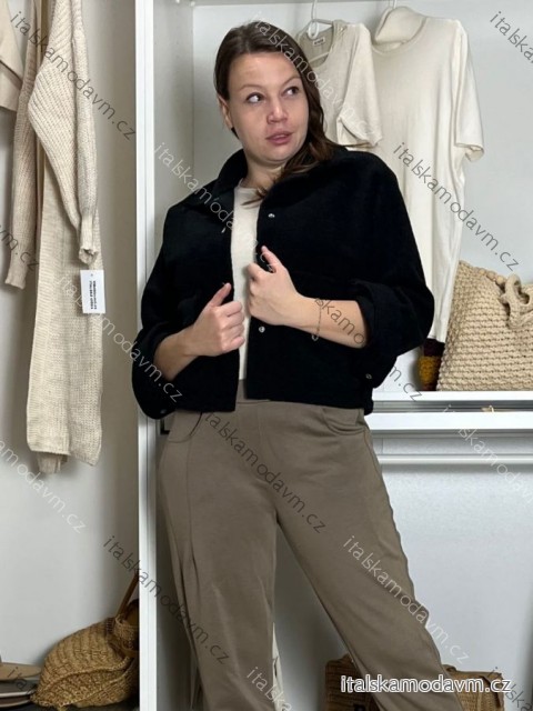 Kabátek teplý dlouhý rukáv dámský DANA (S/M/L ONE SIZE) ITALSKÁ MÓDA IMD25183/DU S/M/L Černá