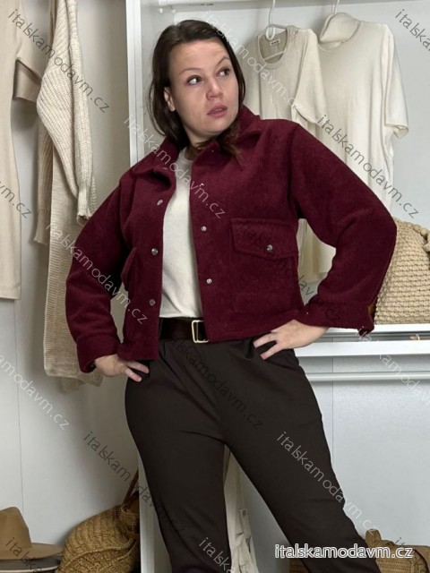 Kabátek teplý dlouhý rukáv dámský DANA (S/M/L ONE SIZE) ITALSKÁ MÓDA IMD25183/DU S/M/L vínová