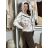 Mikina oversize na zip s kapucí dlouhý rukáv dámská WRITE (M/L/XL ONE SIZE) ITALSKÁ MÓDA IMPOZ25JSD-16583