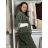 Mikina oversize na zip s kapucí dlouhý rukáv dámská WRITE (M/L/XL ONE SIZE) ITALSKÁ MÓDA IMPOZ25JSD-16583