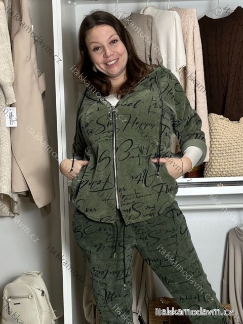 Mikina oversize na zip s kapucí dlouhý rukáv dámská WRITE (M/L/XL ONE SIZE) ITALSKÁ MÓDA IMPOZ25JSD-16583/DU