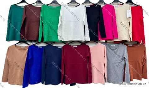 Svetr úpletový tenký dlouhý rukáv dámský (S/M ONE SIZE) ITALSKÁ MÓDA IMD23733
