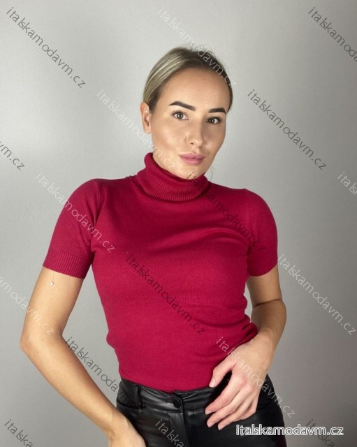Tričko teplé s rolákem úpletové krátký rukáv dámské (S/M ONE SIZE) ITALSKÁ MÓDA IMM22FD5805
