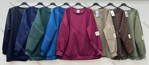 Mikina teplá dlouhý rukáv dámská nadrozměr (54/56/58 ONE SIZE) ITALSKÁ MÓDA IM425638