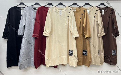 Šaty teplé oversize dlouhý rukáv dámské nadrozměr (44/46/48 ONE SIZE) ITALSKÁ MÓDA IM425641