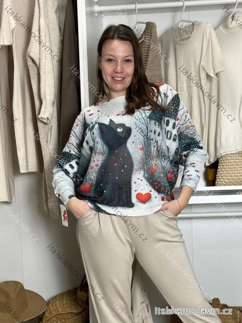 Svetr tenký dlouhý rukáv dámský CAT (M/L/XLONE SIZE) ITALSKÁ MÓDA IMSM251137/DU