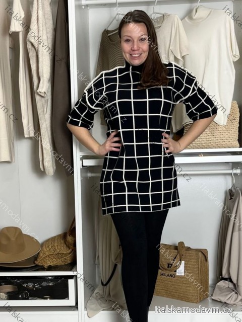 Svetr proldoužený 3/4 rukáv dámský (M/L/XL ONE SIZE) ITALSKá MóDA IMSM25ZS8029/DU M/L/XL Černá