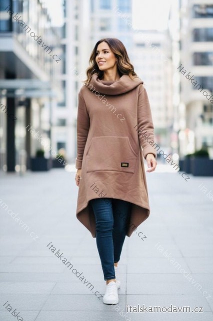 Mikina prodloužená teplá dlouhý rukáv dámská (S/M/L ONE SIZE) ITALSKÁ MÓDA IMD25244