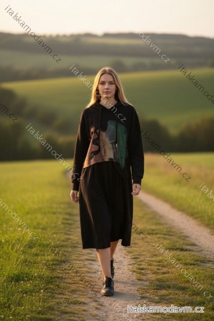 Šaty mikinové dlouhý rukáv dámské (S/M/L ONE SIZE) ITALSKÁ MÓDA IMD25262