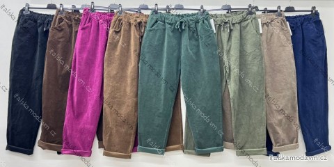 Kalhoty bavlněné teplé dámské nadrozměr (46/48/50 ONE SIZE) ITALSKÁ MÓDA IM425683