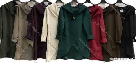 Mikina prodloužená teplá dlouhý rukáv dámská (S/M/L ONE SIZE) ITALSKÁ MÓDA IMC25494