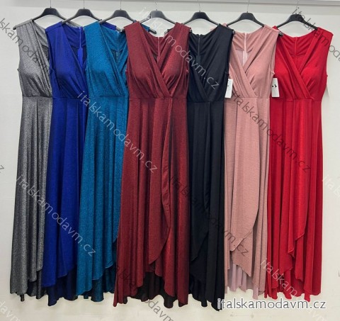 Šaty dlouhé společenské třpytivé krátký rukáv dámské (S/M/L ONE SIZE) ITALSKÁ MÓDA IM425707