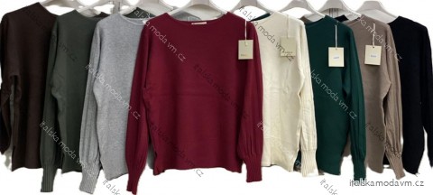 Svetr úpletový dlouhý rukáv dámský nadrozměr (44/46/48 ONE SIZE) ITALSKÁ MÓDA IMC25495
