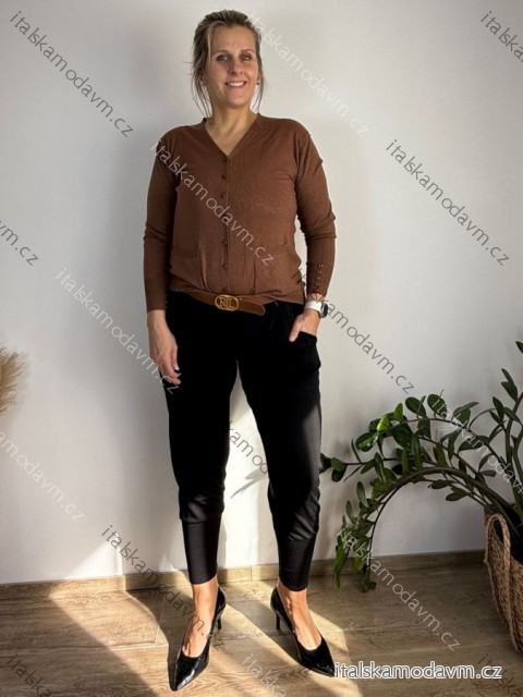 Tepláky/Kalhoty elegantní s páskem dámské nadrozměr LUCIA (40/42/44 ONE SIZE) ITALSKÁ MÓDA IM425060