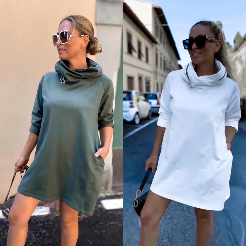 Šaty krátké volnočasové 3/4 dlouhý rukáv dámský (S/M/L ONE SIZE) ITALSKÁ MÓDA IMPLI2530609