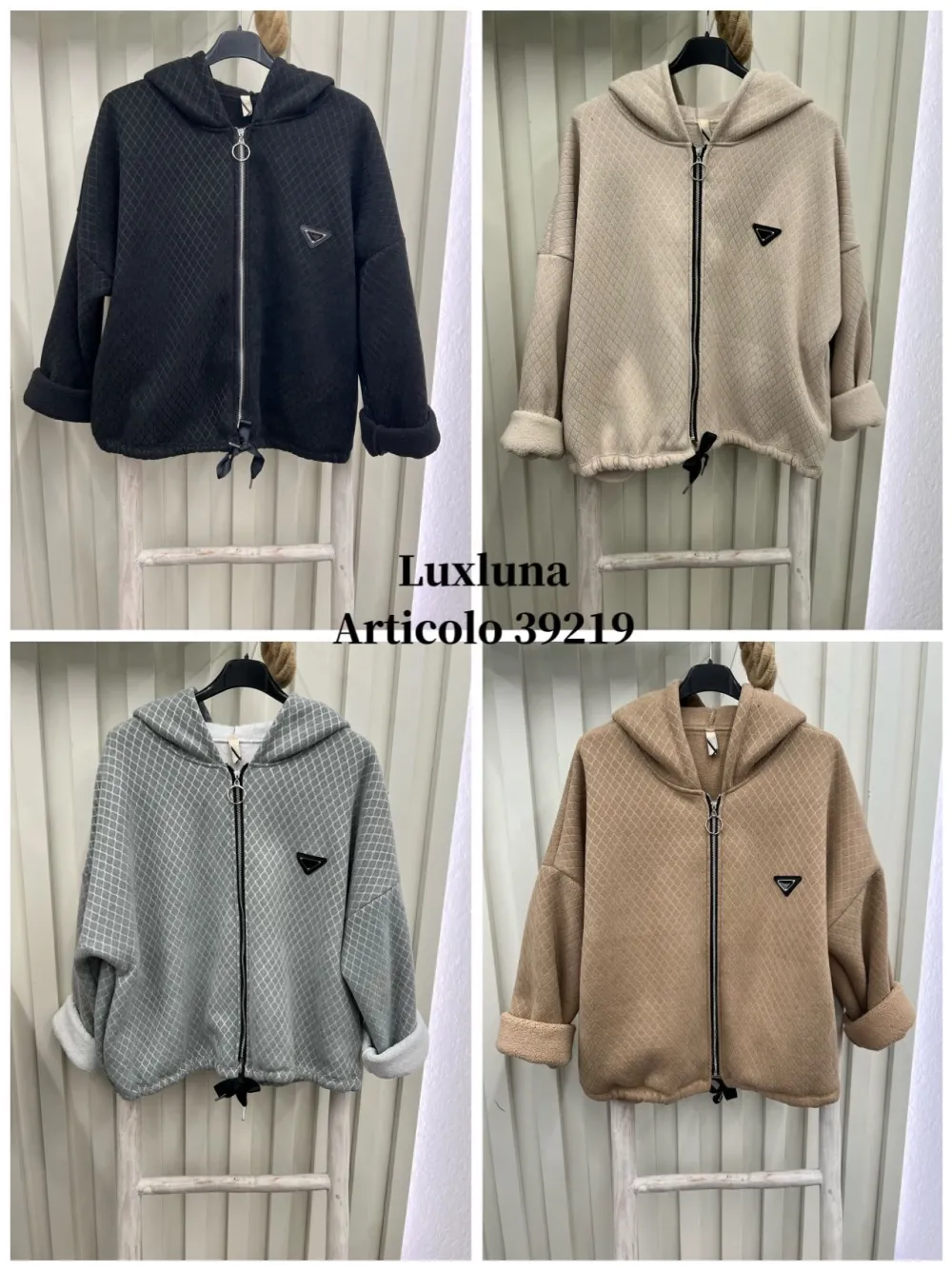 Bunda krátká teplá s kapucí dlouhý rukáv dámská (S/M/L ONE SIZE) ITALSKÁ MÓDA IMPLI2539141