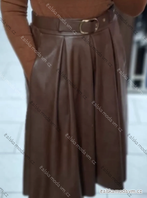 Sukně koženková středně dlouhá s páskem dámská (S/M/L ONE SIZE) ITALSKÁ MÓDA IMPLI258040