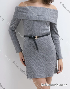 Šaty elegantní pletené dlouhý rukáv dámské (S/M/L ONE SIZE) ITALSKÁ MÓDA IMPLI257105