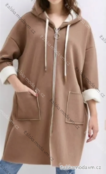 Kabát s kapucí dlouhý rukáv dámský (S/M/L ONE SIZE) ITALSKÁ MÓDA IMPLI2595168