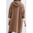 Kabát s kapucí dlouhý rukáv dámský (S/M/L ONE SIZE) ITALSKÁ MÓDA IMPLI2595168