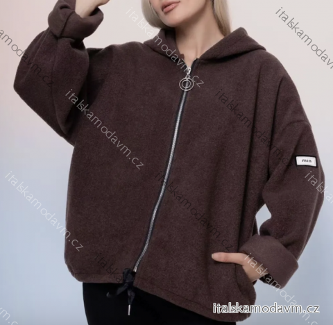 Bunda s kapucí dlouhý rukáv dámská (S/M/L ONE SIZE) ITALSKÁ MÓDA IMPLI2550961-