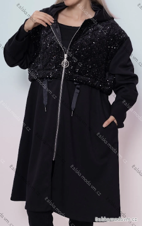Bunda slabá s kapucí na zip dlouhý rukáv dámská (S/M/L ONE SIZE) ITALSKÁ MÓDA IMPLI2550874-