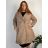 Kabát zimný dlhý rukáv dámsky nadrozměr MIRIAM (48/50/52 ONE SIZE) TALIANSKA MÓDA IMC25408/DUR  hnedá