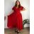 Šaty dlouhé společenské třpytivé krátký rukáv dámské nadrozměr JITA  (44/46/48 ONE SIZE) ITALSKÁ MÓDA IM425653/DUR 44/46/48 červená