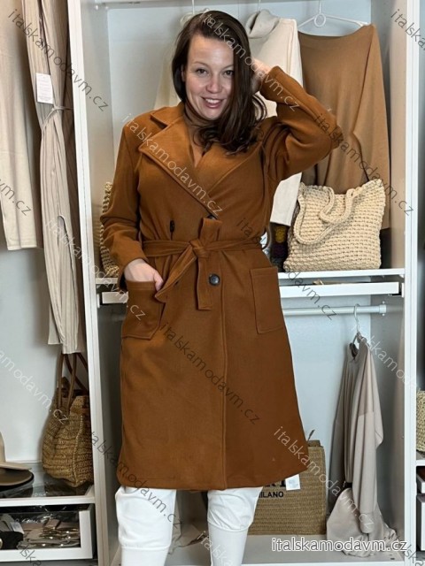 Kabát podzimní s páskem dlouhý rukáv dámský DIANA (M/L/XL ONE SIZE) ITALSKÁ MÓDA IMWCL252807