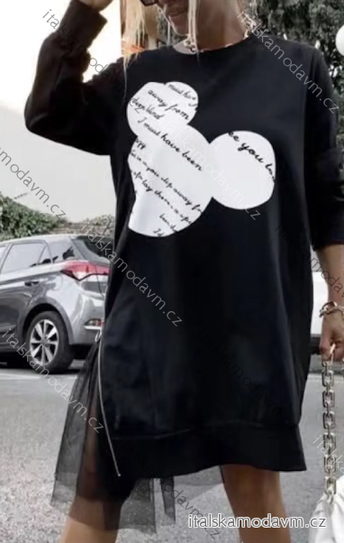 Šaty krátké volnočasové dlouhý rukáv dámské (S/M/L ONE SIZE) ITALSKÁ MÓDA IMPLI2530826