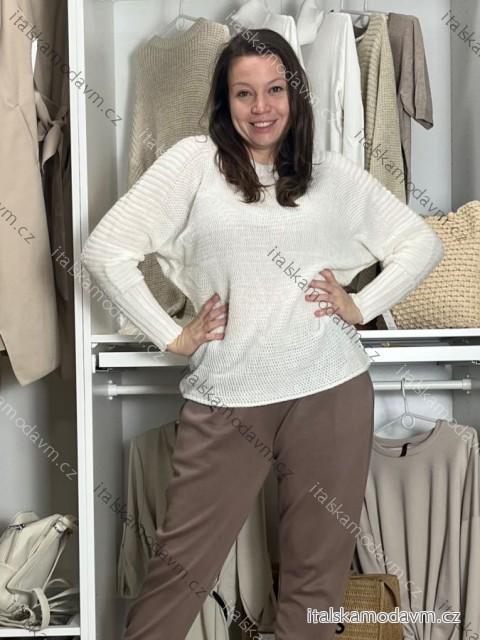 Svetr pletený dlouhý rukáv dámský nadrozměr KARA (42/44/46 ONE SIZE) TURECKÁ MÓDA TM9251111/DUR 42/44/46 bílá