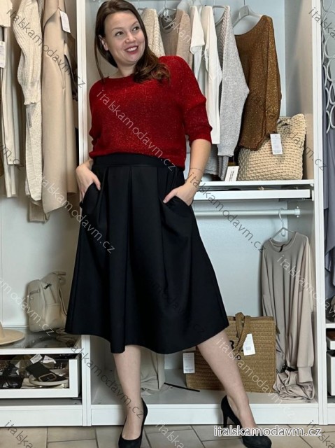 Sveter tenký dlhý rukáv dámsky (S/M ONE SIZE) TALIANSKA MÓDA IMM23NM1236/DUR červená S/M