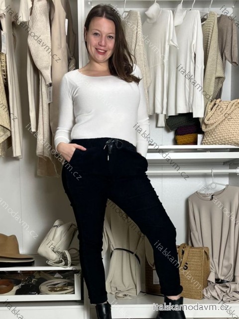 Kalhoty manžestrové dámské PATRIXIA (M/L/XL ONE SIZE) ITALSKÁ MÓDA IMSM251166/DUR M/L/XL Černá