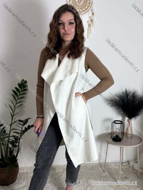 Vesta flaušová dlouhá bez rukávů dámská (S/M ONE SIZE) ITALSKÁ MÓDA IMM21133/DR