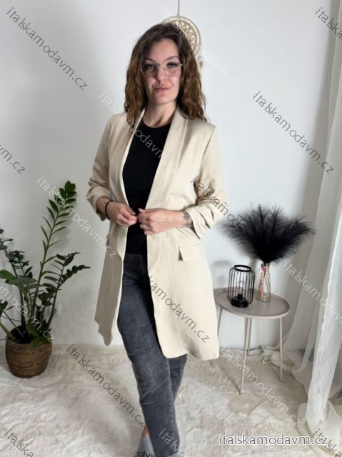 Sako dlouhý rukáv dámské (S/M/L ONE SIZE) ITALSKá MóDA IMC24081/DUR Béžová S/M/L