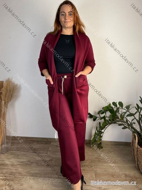 Cardigan s kapsami dlouhý rukáv dámský nadrozměr GITA (46/48/50 ONE SIZE) ITALSKÁ MÓDA IMC25337/DUR 46/48/50 vínová