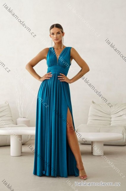 Šaty dlouhé společenské třpytivé s flitry bez rukávu dámské nadrozměr (34-46) POLSKÁ MÓDA PMLWD23VIRGINIA11/DU