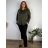 Mikina máslová dlouhý rukáv dámská nadrozměr ADRIANA (50/52/54 ONE SIZE) ITALSKÁ MÓDA IMD25240/DUR 50/52/54 zelená khaki
