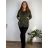 Mikina máslová dlouhý rukáv dámská nadrozměr ADRIANA (50/52/54 ONE SIZE) ITALSKÁ MÓDA IMD25240/DUR 50/52/54 zelená khaki